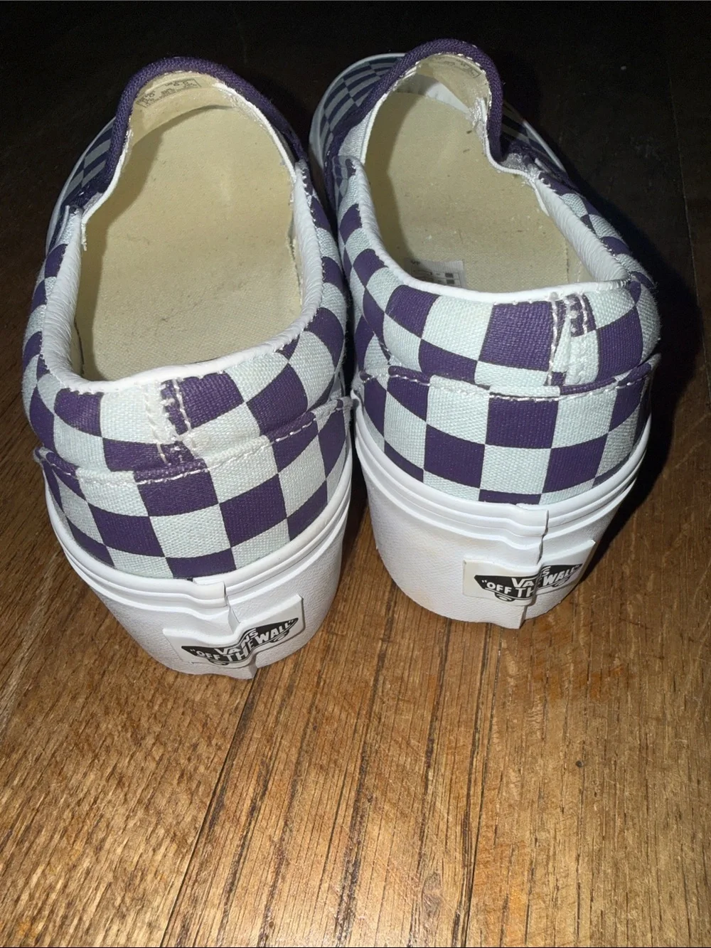 •VANS•NWT MIST BLUE & GOTHIC GRAPE PURPLE CHECKERED PLATFORM STACKFORM SIZE 6.5